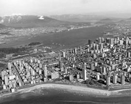 [Aerial view from English Bay looking north]