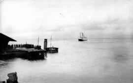 [The sinking of the "Cheslakee" at the Van Anda wharf]