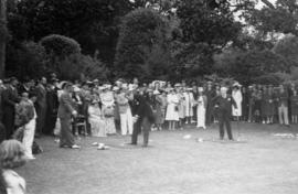 Lieutenant-Governor Hamber on the tee box at Government House garden party