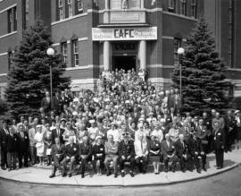 [Group portrait of delegates to Canadian Association of Fire Chiefs Convention, Sherbrooke, Quebec]