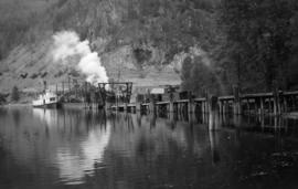 [S.S. Rosebery at dock on Slocan Lake]