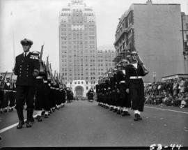 H.M.C.S. Naden sailors marching in 1953 P.N.E. Opening Day Parade