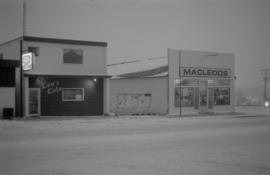 Site of Gordon Yee's café on Centre Street in Naicam, Saskatchewan, and adjacent buildings
