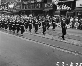 Armed forces marching in 1953 P.N.E. Opening Day Parade