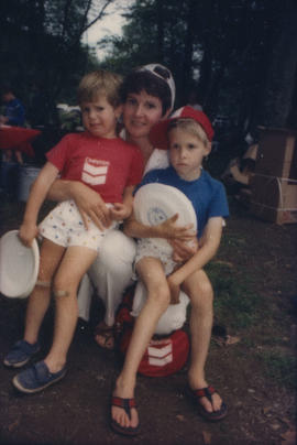 Family wearing Chevron merchandise