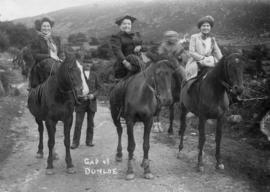 Adelyn Hendry, Elizabeth Thackeray and unidentified woman on horseback at Gap of Dunloe