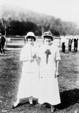 Two women in field