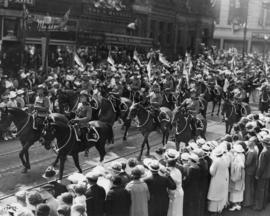 Canadian Pacific Exhibition Parade, Royal Canadian Mounted Police, Granville Street, August 26, 1936