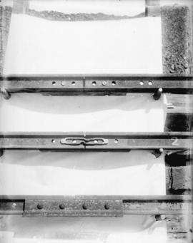 [Three rail joints, showing various types of rail bonds]