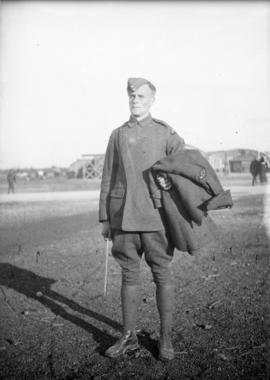 J.C. [James Crookall] in R.F.C. [Royal Flying Corps] Headquarters, [N. Toronto?]