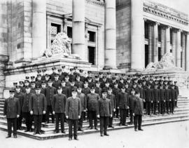 Vancouver Fire Department personnel on steps of court house