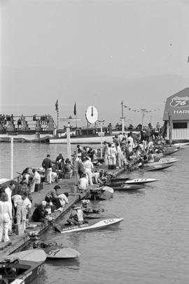 [Crews prepare speed boats for race on Harrison Lake]