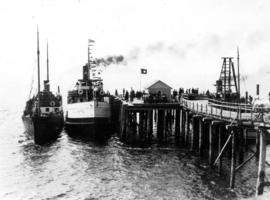 [Union Steamship "Capilano II" and other ship at dock]