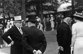 Lt.-Gov. Hamber speaking to guest at Government House garden party