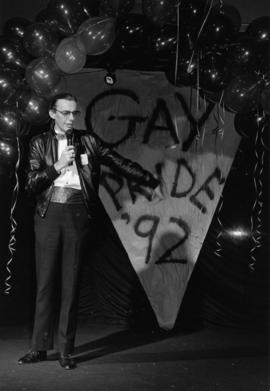 Malcolm Crane of the Pride Community Foundation officially opens 1992's Pride Week celebrations a...