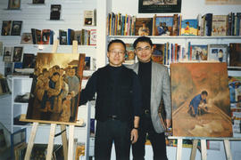 Paul Yee and illustrator Harvey Chan at launch for Ghost Train at Another Story Bookstore, Toronto