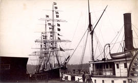 ["Princess Louise" and sailing ship docked at C.P.R. wharf]