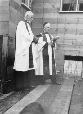 Canon George H. Wilson and Reverend Cecil C. Owen at cornerstone service for St. Phillips' Anglic...