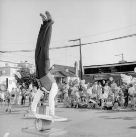 [A preview of the] International Circus [in the Shoppers Drug Mart parking lot in Kerrisdale]