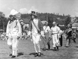 [Actors in costume for the Narvaez Pageant at Ambleside Park]