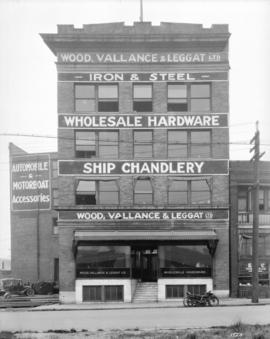 [Wood, Vallance and Leggat Ltd. wholesale hardware building at 573 Carrall Street]