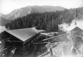 [A powerhouse and industrial building at Buntzen Lake]