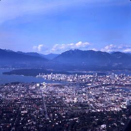 Aerial view of west side of Vancouver showing South Granville, Kitsilano, Broadway and Fourth Ave...