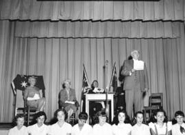 [Major J.S. Matthews speaks before the unveiling of a copy of a painting of Sir Charles Kingsford...