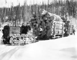 B. C. Spruce Mills, Lumberton, B. C.  Tractor hauling two big loads.
