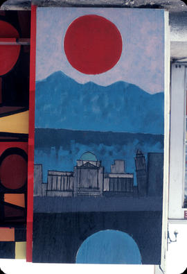 Murals on boarding around the Vancouver Art Gallery building and site