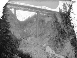 Stoney Creek Bridge 296 ft. high, highest wooden bridge in the world, Selkirks, C.P.R.