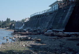 [View from beach of retaining walls for Kitsilano Beach waterfront properties]