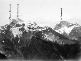 [View of the peaks of Mount George Edwards, Mount Tinniswood and Mount Casement]