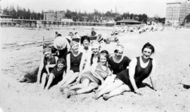 A group of railway wives and friends at English Bay