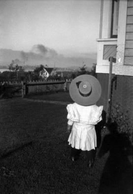 [Theodore Pierce Taylor standing in yard of home at Willow Street and 8th Avenue in Fairview]