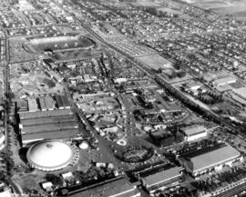 Aerial view of P.N.E. grounds looking southeast