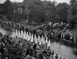 Nurses marching in Canada Pacific Exhibition's All Out for Victory Parade