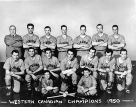 [Group portrait of firemen's baseball team, Western Canadian Championships]
