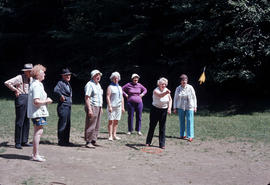 Seniors playing lawn darts at Camp Capilano