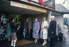 Group at Brockton Point Clubhouse entrance during the Centennial Canada Day celebration