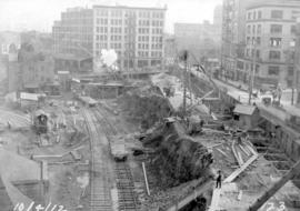 [Construction progress photograph of the third CPR station site excavation]