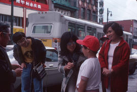 Pender Guy members interviewing people on Pender Street