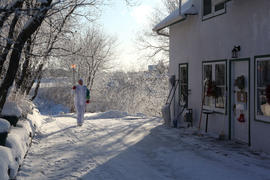 Day 67 Torchbearer 33 Tommy Johnson carries the flame in Dryden, Ontario