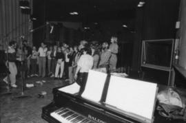 Group in recording studio at Griffiths Gibson Productions