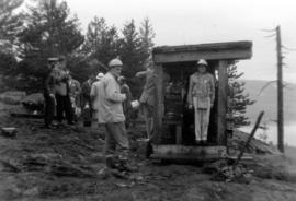 Ripple Rock explosion, personnel at bunker overlooking scene