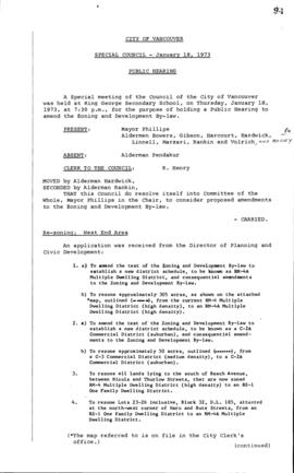 Special Council Meeting Minutes : Jan. 18, 1973