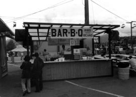 Bar-B-Q ribs and beans food stand on P.N.E. grounds