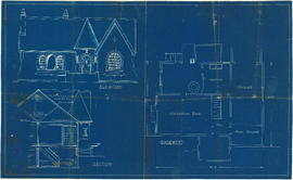 Elevation, section and basement plan