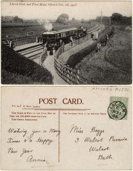 Lacock Halt and first motor opened Oct. 16, 1905.