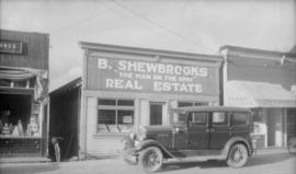 Storefront of B. Shewbrooks "The Man on the Spot" Real Estate, Insurance, Architect